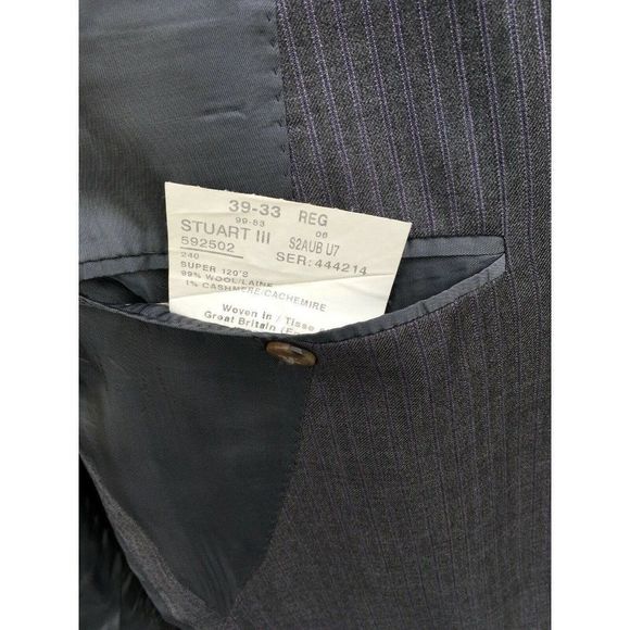 Paul Stuart Sports Coat Lightweight STUART III Gray Purple Striped Size 39 R - Picture 8 of 11